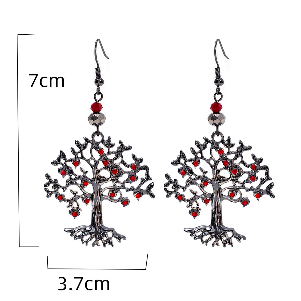 Boucles d'Oreilles Pendantes pour Femme Arbre de Vie