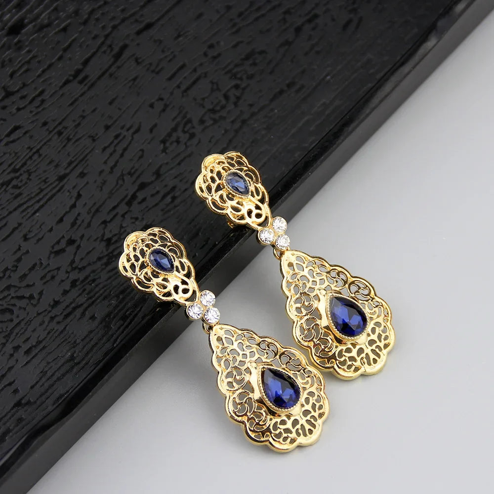 Hangers voor vrouwen Arabische bruiloft oorbellen marineblauw