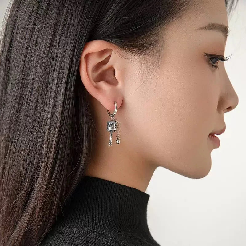 Boucles d'Oreilles Pendantes Roue de Prière bouddhiste