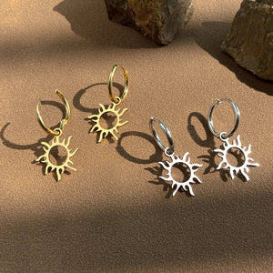 Boucles D'Oreilles Soleil Astre Or Ou Argent