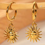 Boucles d'oreilles pendantes soleil et visage