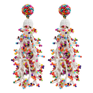 Boucles d'Oreilles Pendantes Style Bohême Corail