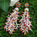 Boucles d'Oreilles Pendantes Style Bohême Corail