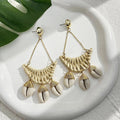 Boucles d'Oreilles Pendantes Style Nature Coquillage Cauri