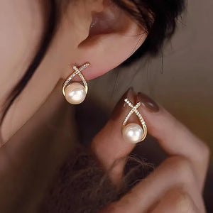 Boucles d'Oreilles Perle Blanche pour Femme