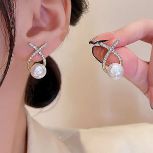 Boucles d'Oreilles Perle Blanche pour Femme