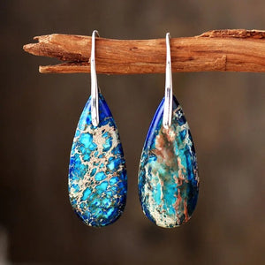 Boucles d'Oreilles Pierre Naturelle bleu