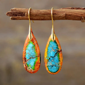 Boucles d'Oreilles Pierre Naturelle soleil