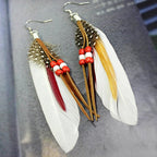 Oorbellen met veren in Apache-stijl wit