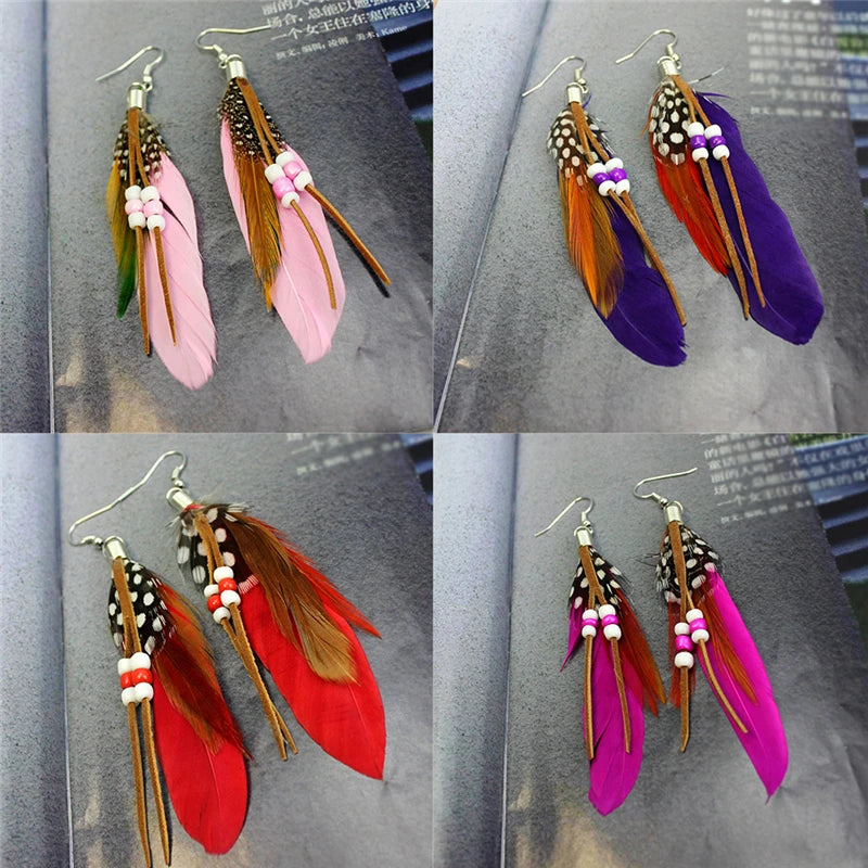 Oorbellen met veren in Apache-stijl