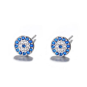 Boucles D'Oreilles Rétro Mauvais Oeil Bleu Turc Crystal