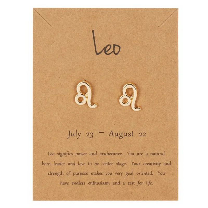 Boucles d'Oreilles Signe du Zodiaque 12 Constellations lion