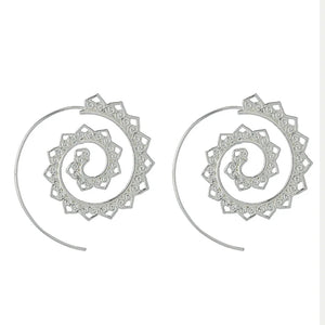 Boucles d'Oreilles Spirale Créoles Femme argent