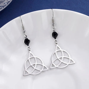 Boucles d'Oreilles Triquetra Pendantes Femme Noeud de la Trinité argent