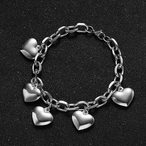 Bracelet 5 Coeurs Gourmette Femme argent