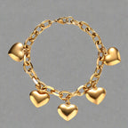Bracelet 5 Coeurs Gourmette Femme or