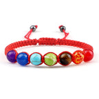 Bracelet 7 Chakras Tressé Gourmette Homme Femme Vraies Pierres rouge
