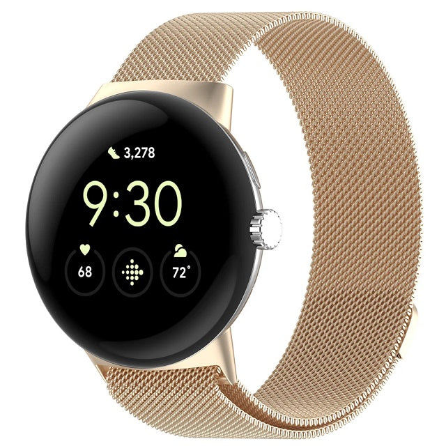 Bracelet Acier Milan Aimanté Smartwatch Google Pixel Watch 1 & 2 champagne