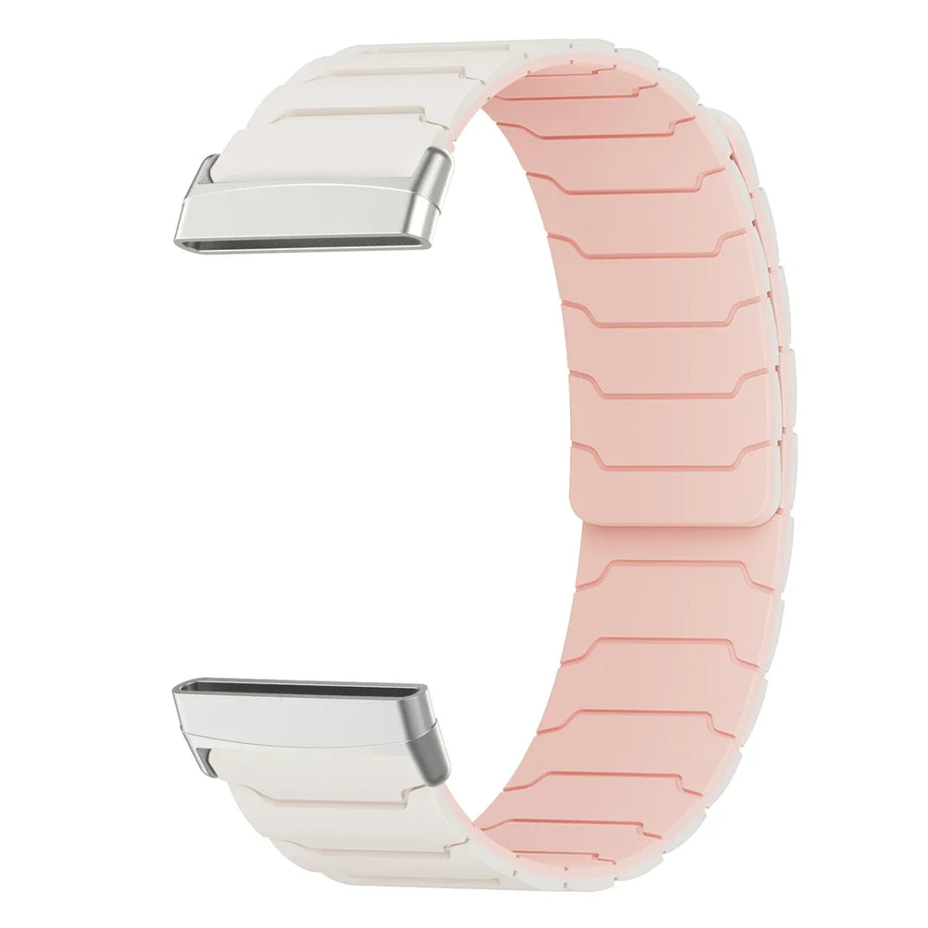 Magnetische band voor Fitbit Versa 3, Versa 4, Sense 1 en Sense 2 horloge wit roze