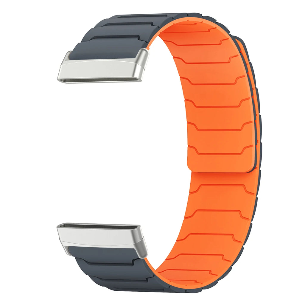 Magnetische band voor Fitbit Versa 3, Versa 4, Sense 1 en Sense 2 horloge zwart oranje