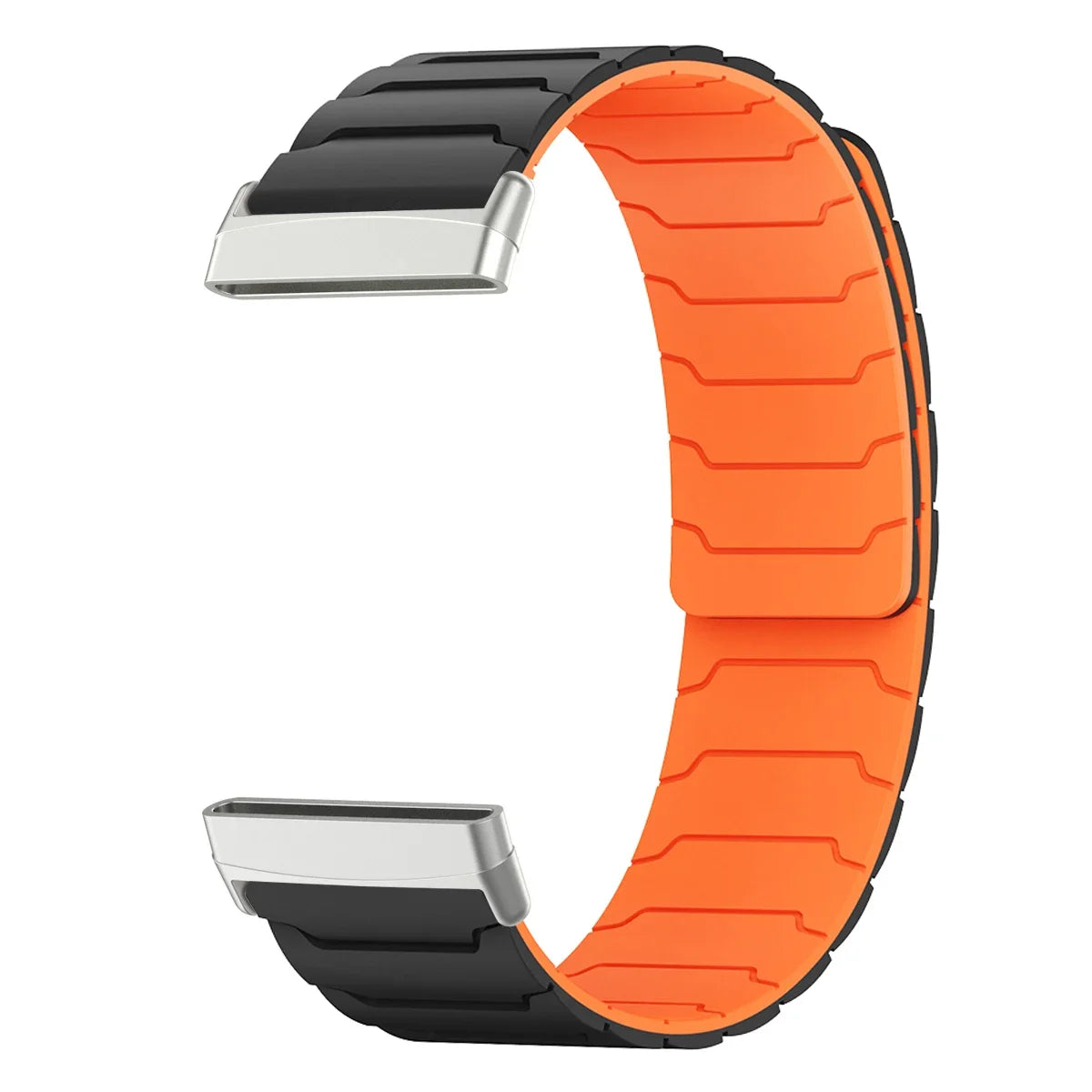Magnetische band voor Fitbit Versa 3, Versa 4, Sense 1 en Sense 2 horloge zwart oranje