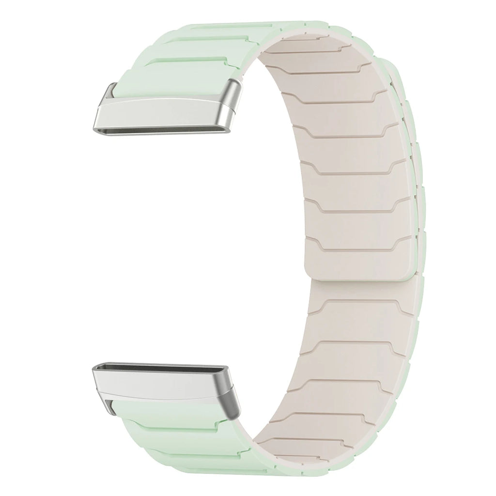 Magnetische band voor Fitbit Versa 3, Versa 4, Sense 1 en Sense 2 horloge groen wit