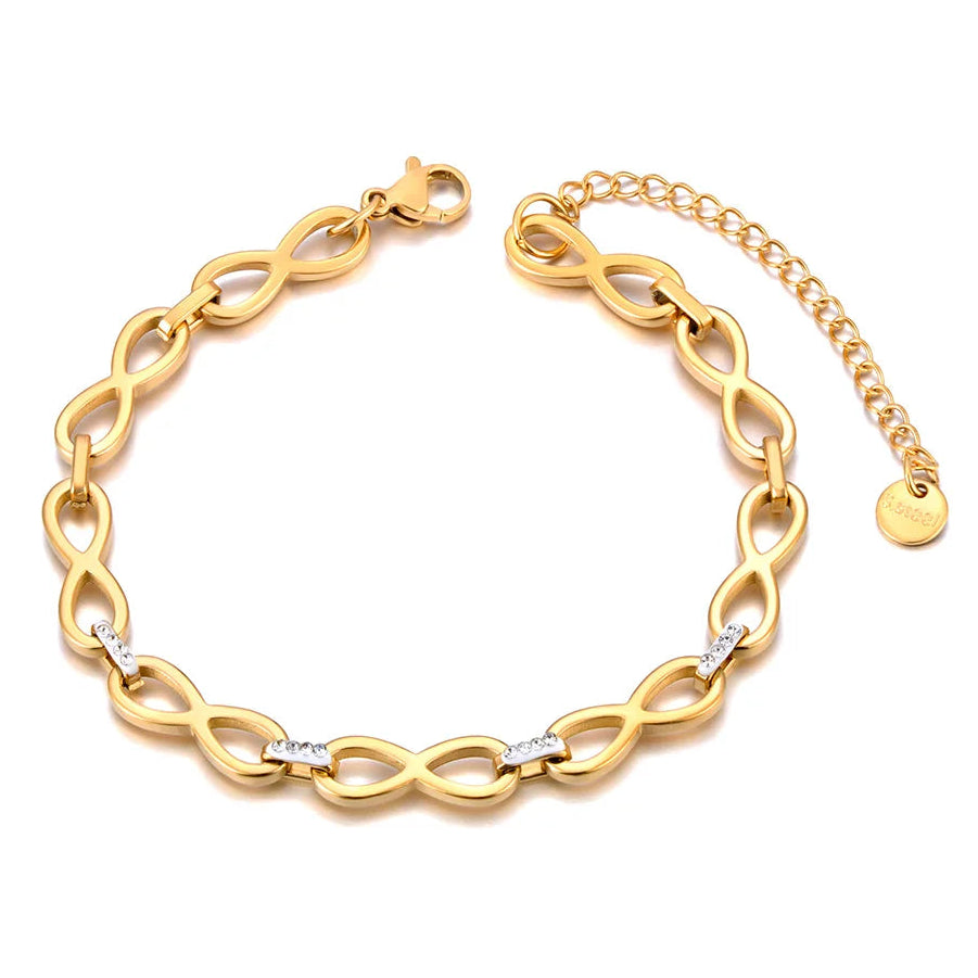 Armband met ineengestrengelde oneindigheidssymbolen goud