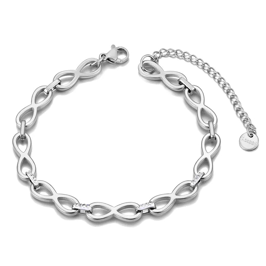 Armband met ineengestrengelde oneindigheidssymbolen zilver