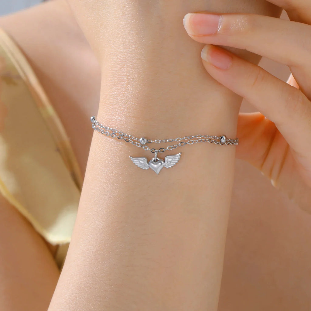 Verstelbare armband met engelenvleugels zilver