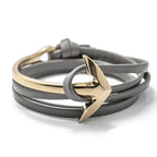 Brede verstelbare ankerarmband goud en grijs