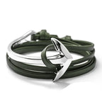 Brede verstelbare ankerarmband zilver en groen