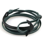 Brede verstelbare ankerarmband zwart en groen