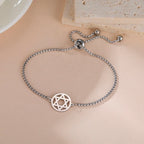 Verstelbare armband met de <span data-glossary-id="Etoile de David">Davidster</span>, Joods symbool, zilver