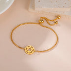 Verstelbare armband met de <span data-glossary-id="Etoile de David">Davidster</span>, Joods symbool, goud