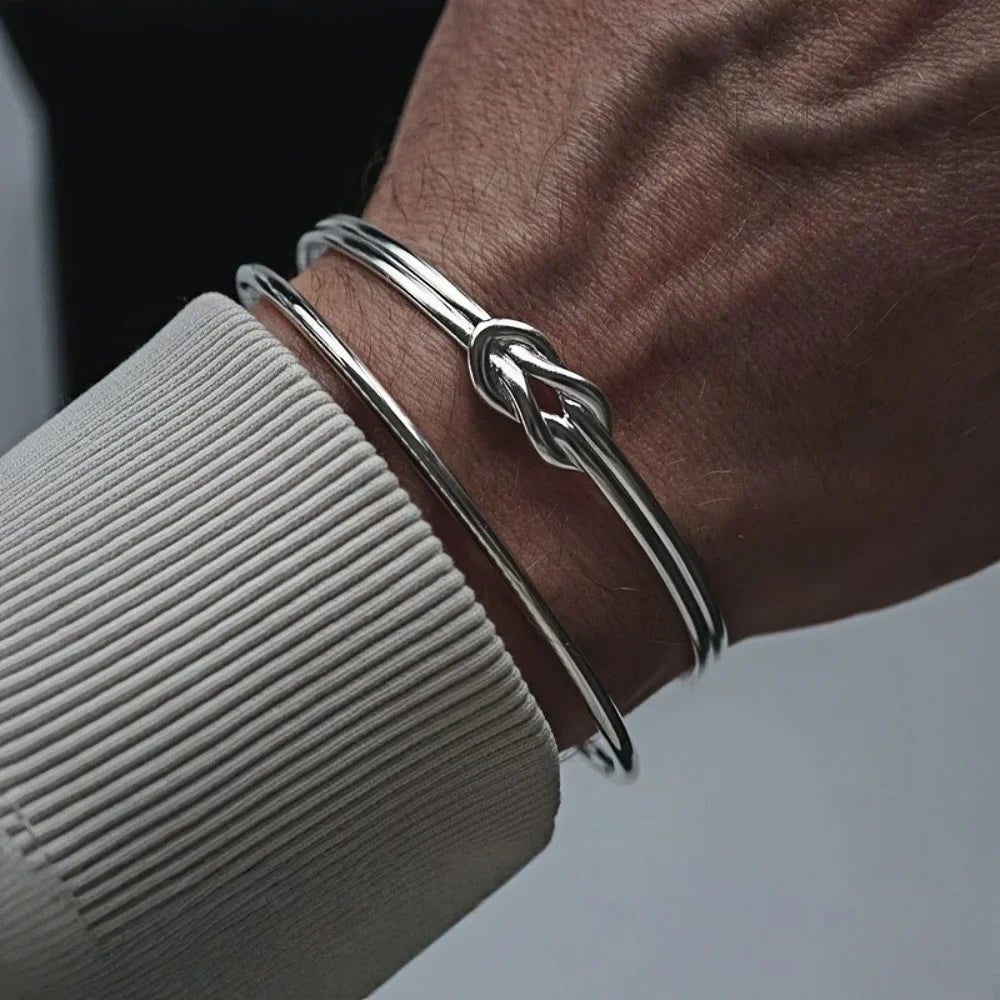 Verstelbare armband met knoop voor heren zilver