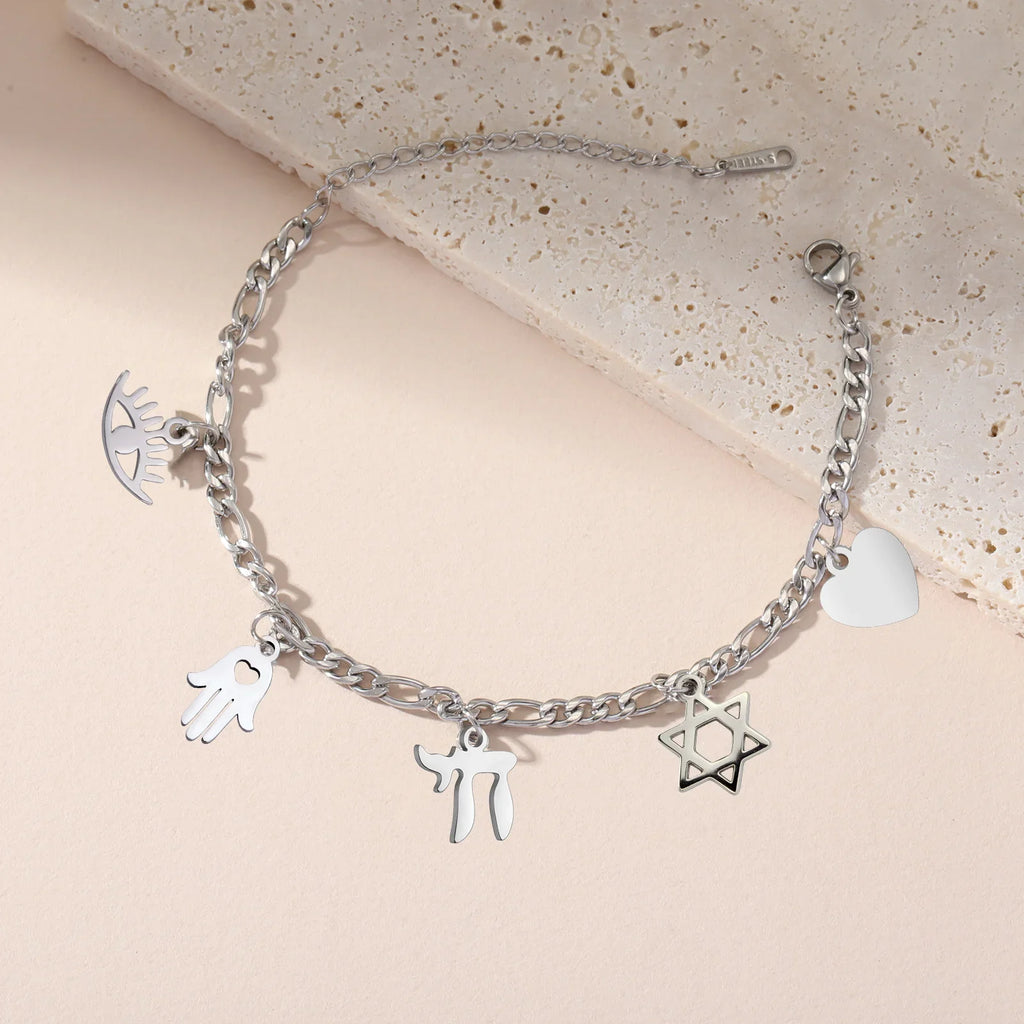 Verstelbare armband met juwelen van Joodse bescherming in zilver