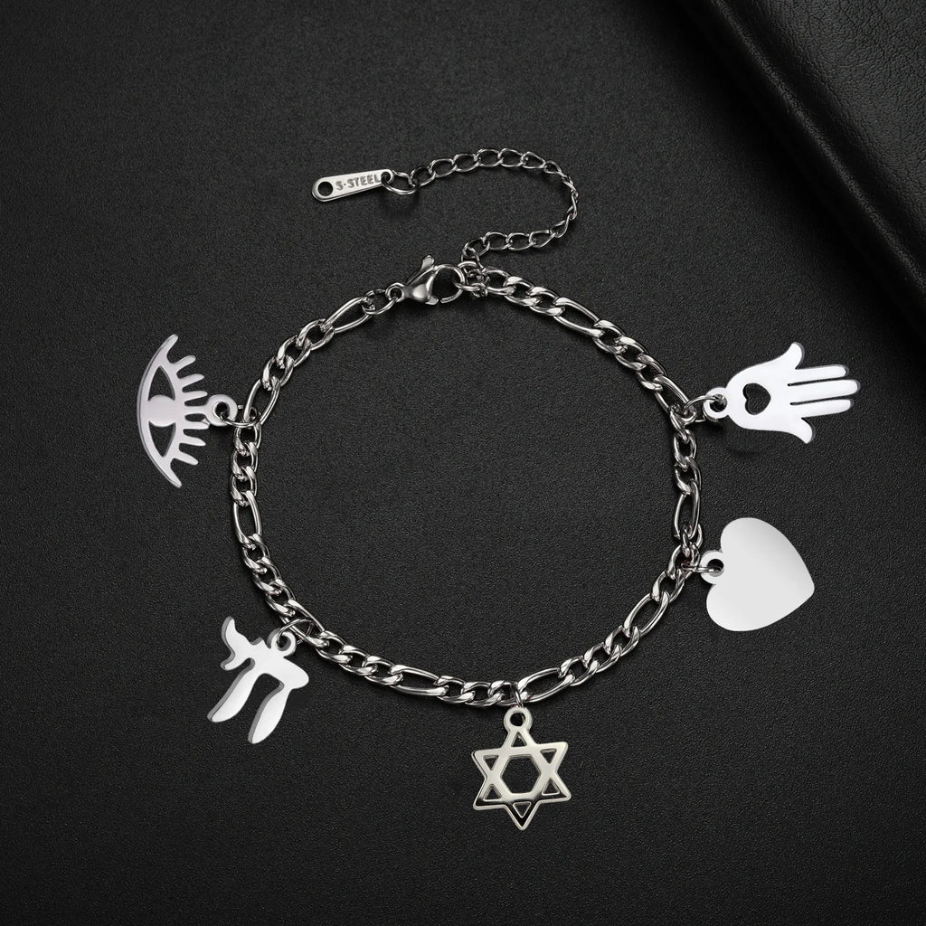 Verstelbare armband met juwelen van Joodse bescherming in zilver