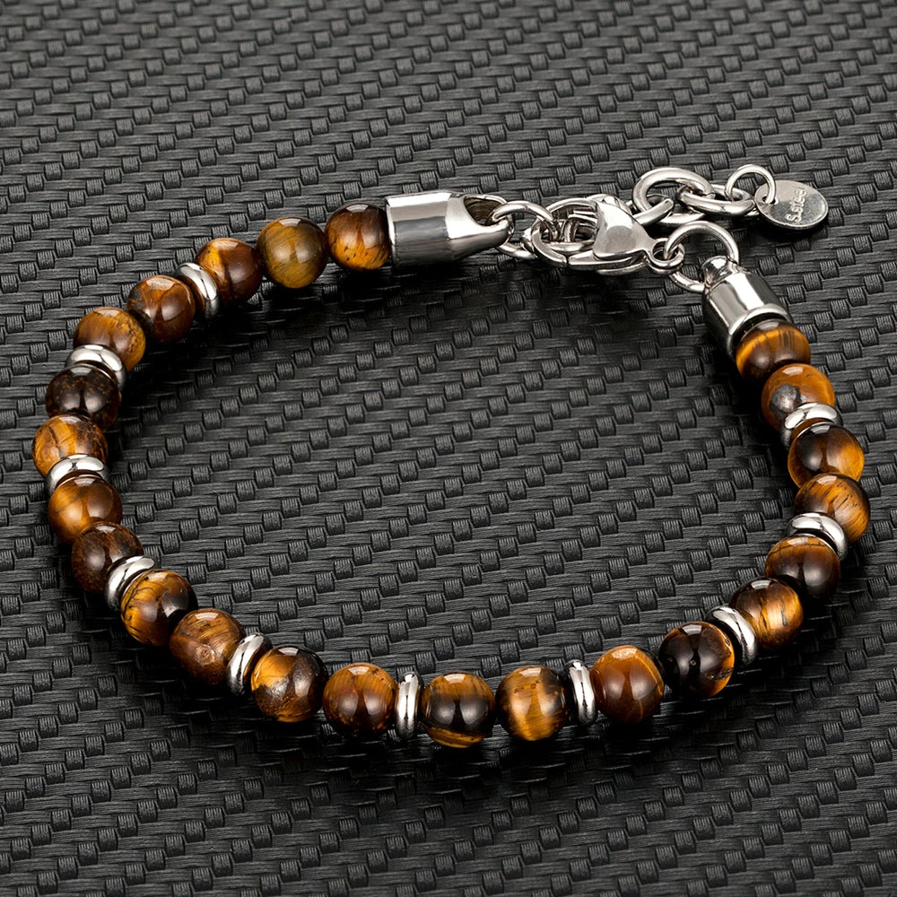 Verstelbare armband met tijgeroogkralen