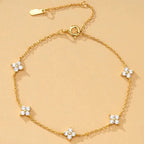 Verstelbare armband met klavertjes in strass 
