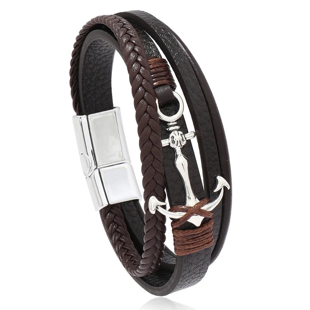 Brede ankerarmband bruin