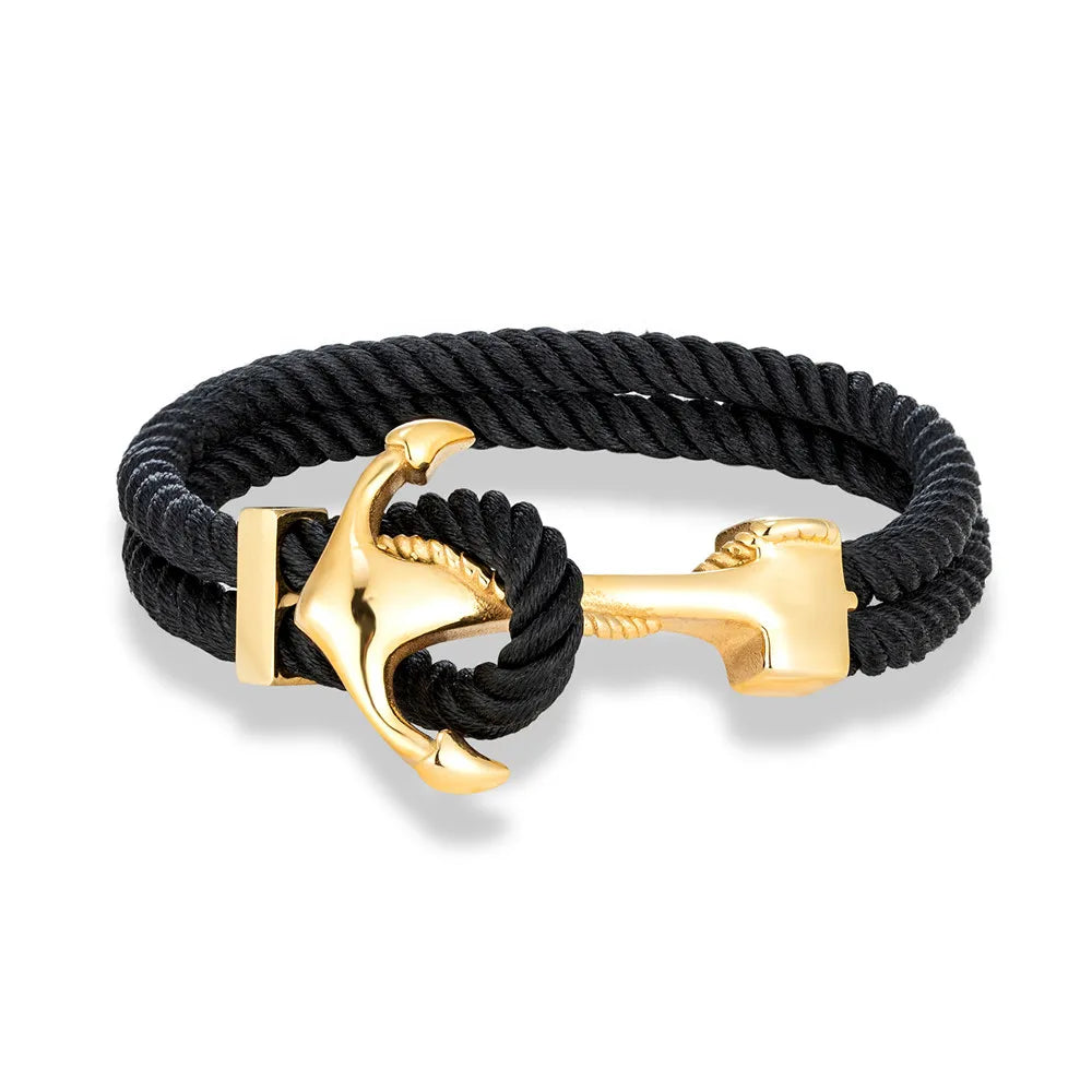 Ankerarmband voor heren zwart