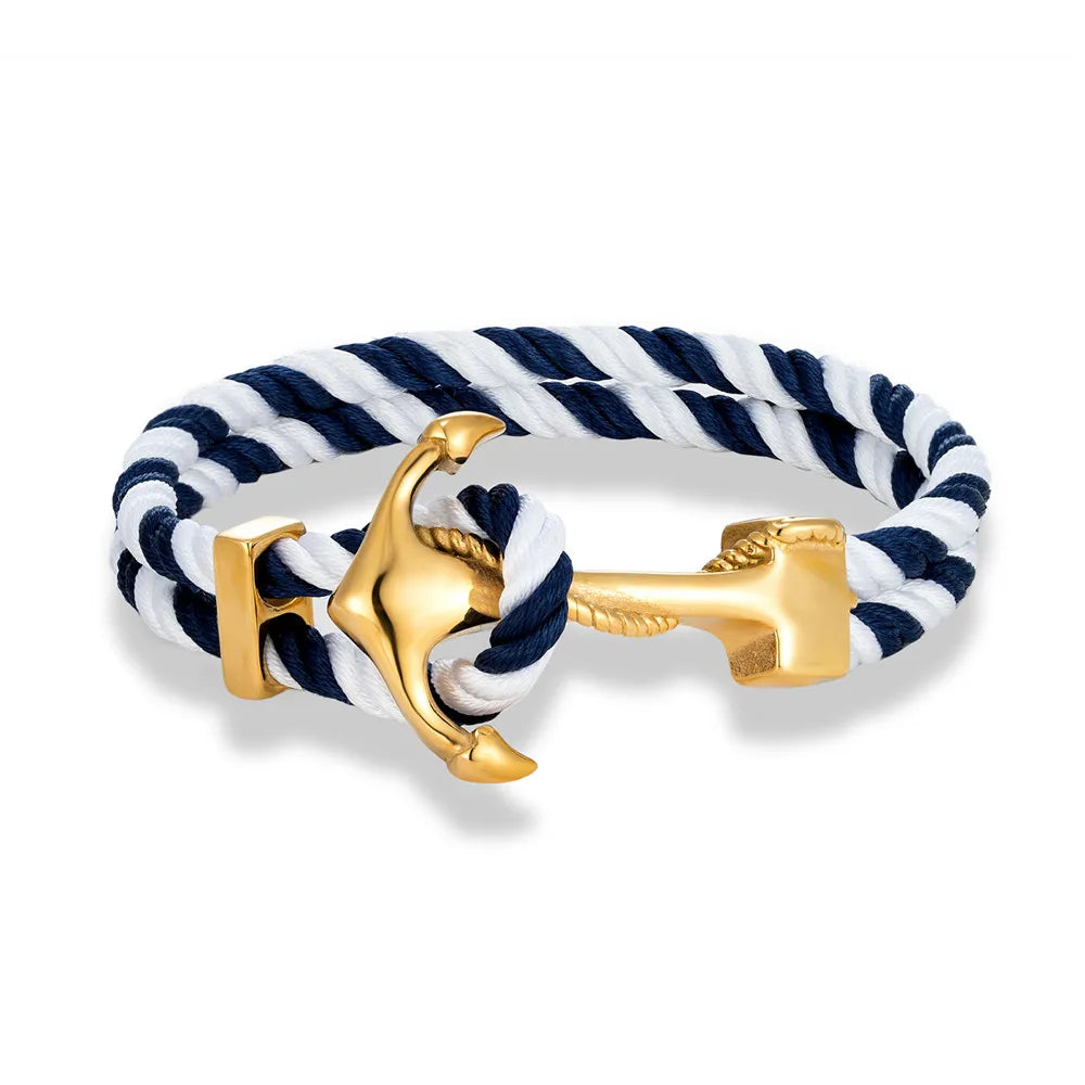 Ankerarmband voor heren wit en blauw