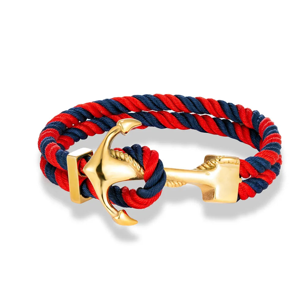 Ankerarmband voor heren blauw en rood