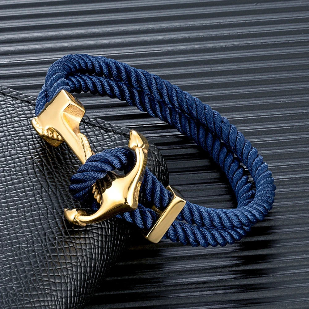 Ankerarmband voor heren donkerblauw