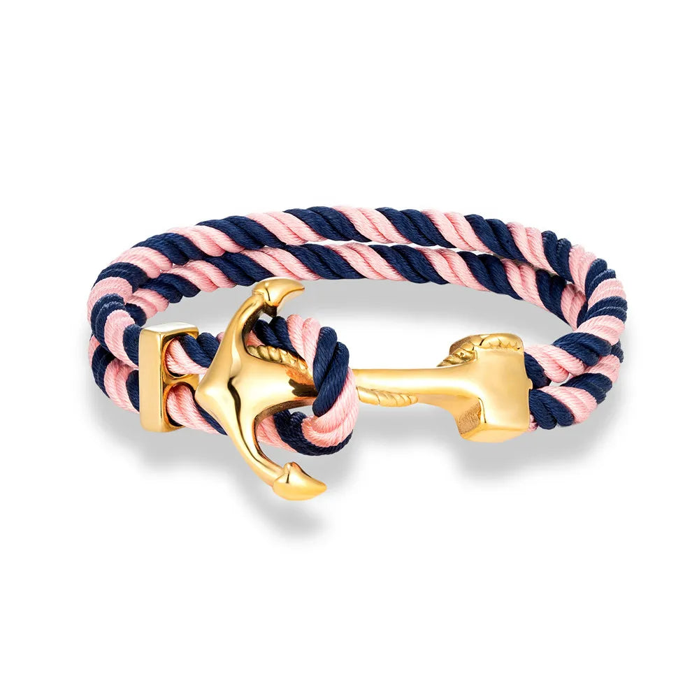 Ankerarmband voor heren roze en blauw