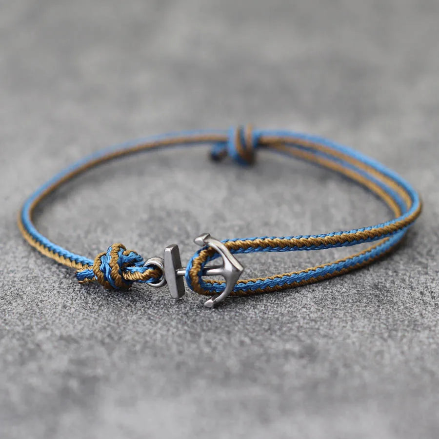 Blauw maritiem ankerarmband