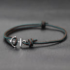 Donkergroen maritiem ankerarmband