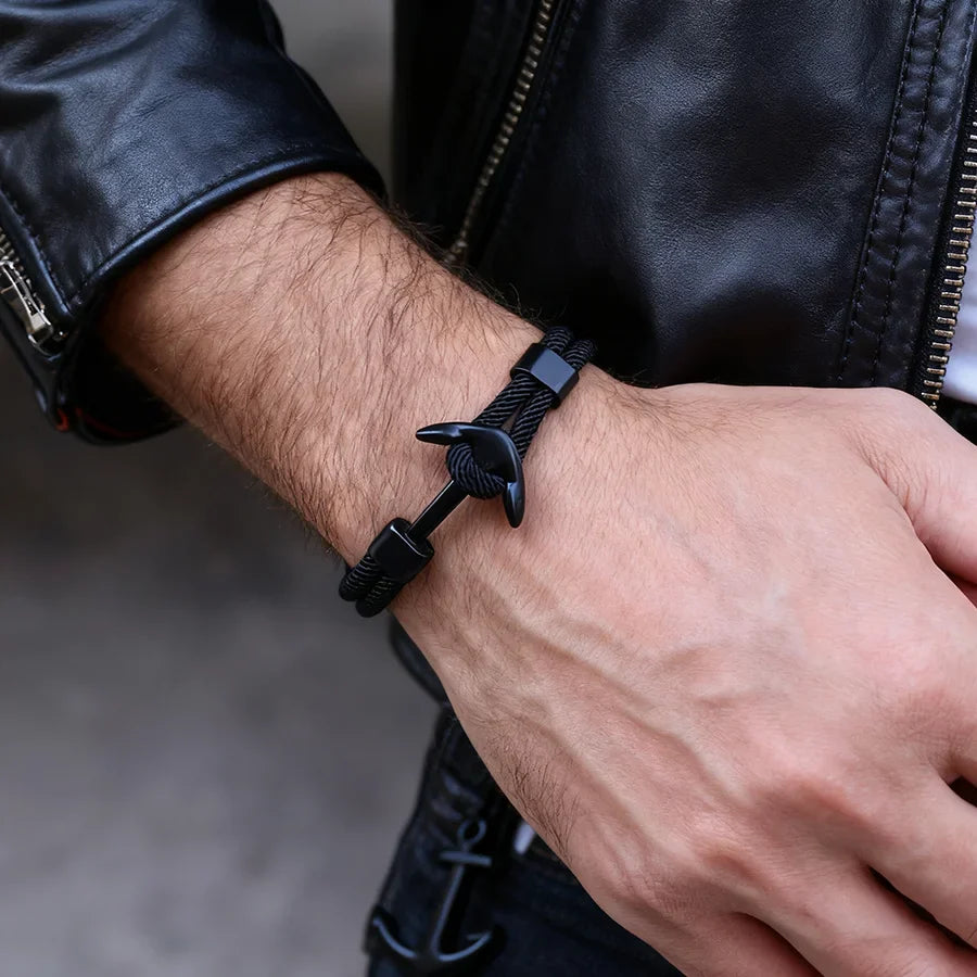 Zwarte ankerarmband 