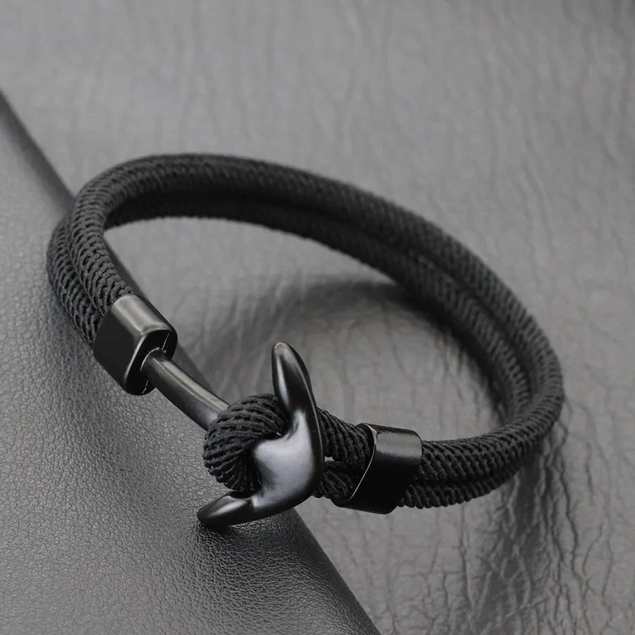 Zwart-zwarte ankerarmband
