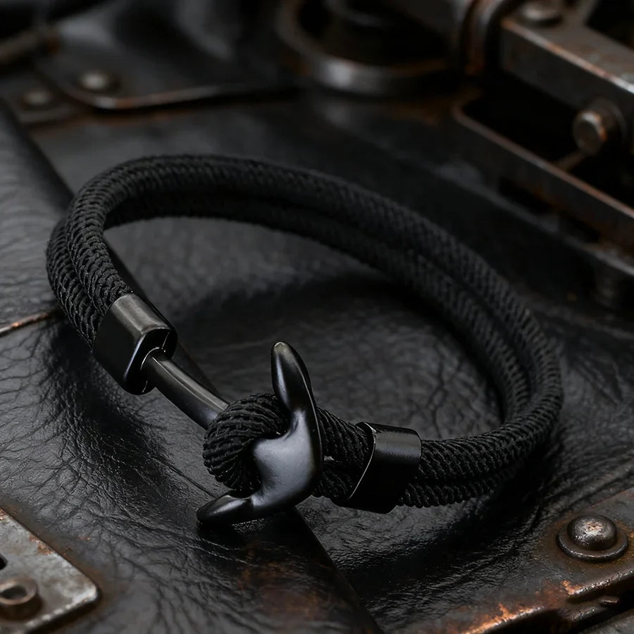 Zwart-zwarte ankerarmband